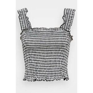 Vero Moda Vida Extra Cropped Top Women Small White Black Ruffle‎ Smocked